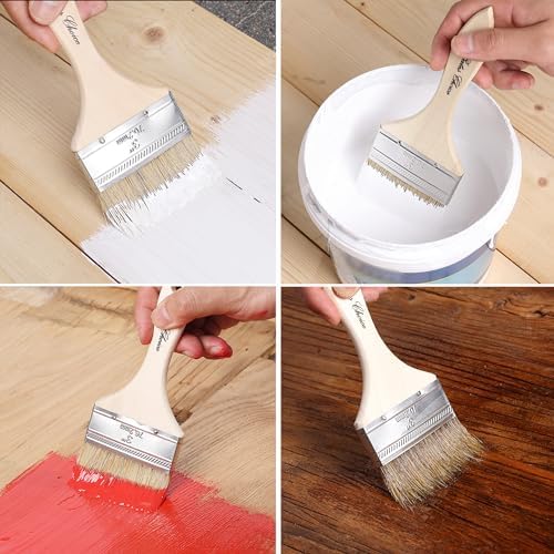 Bates- Chip Paint Brushes for Painting, 3 Inch, 96 Pack, Wood Handle, Natural Bristle Paint Brush