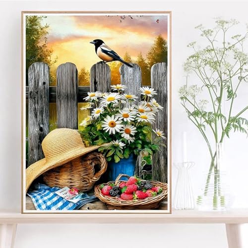 Jiqinsiye Flowers Paint by Numbers Kit for Adults,Hat DIY Painting Kits on Canvas,Fruit Color by Numbers,Large Adult Paint by Number for Gifts,Home Wall Decor