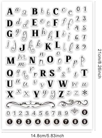 PH PandaHall 26 Alphabet Letter Clear Stamps, Number Silicone Stamp Capital Lowercase Letter Rubber Stamp Transparent Seal Stamps for Card Making Decor Photo Album Scrapbooking, 8.3x5.8inch/21x14.8cm
