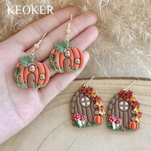 Keoker Fall House Polymer Clay Cutters for Polymer Clay Jewelry, 12 Halloween Clay Earring Cutters
