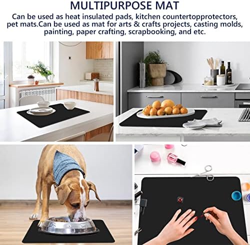 Gartful 2 Pack Silicone Crafting Mats, 15.7" x 11.8" Silicone Mat for Crafts, Large Heat Resistant Sheet for Jewelry Casting, Epoxy Resin, Painting, Counter Table Protector, Placemat, Nonstick, Black