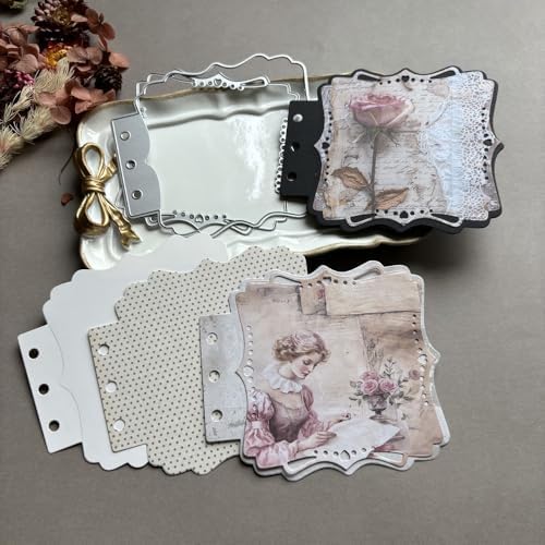 LZBRDY Vintage Charm Lace Frame Die-Cut - Carbon Steel Crafting Dies for Scrapbooking, Card Making, Greeting Cards and Journaling Supplies (Heart Shaped Loose Leaf 4.8 x 4.3 in)