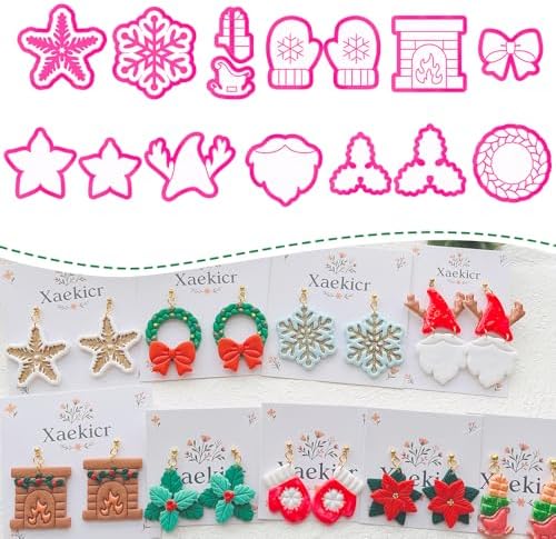 Xaekicr Winter Theme Polymer Clay Cutters Set – Clay Molds and Cutters for Polymer Clay, Decorative Earring Tools