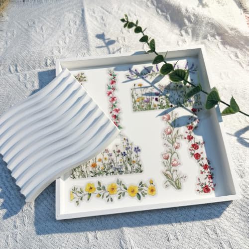 60PCS Watercolor Floral Vine PET Stickers Clear Waterproof Aesthetic Garden