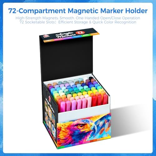 72 Colors Acrylic Paint Markers Brush Tip，Automatic Ink Control，No-Bleed