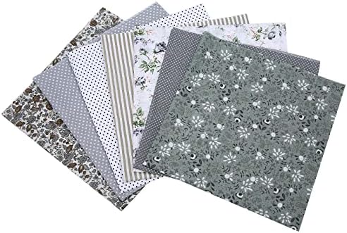 Cotton Fabric DIY Making Supplies Quilting Patchwork Fabric Fat Quarter Bundles DIY for Quilting Cotton Patchwork Cushions (Grey, 20" x 20")