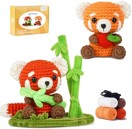 MOREJMTT Crochet Kit for Beginners, Crochet Animal Kits, Crocheting Kit for Starters, Learn to Crochet with Step-by-Step Video Tutorials, Beginner Crochet Kit for Adults(Panda)