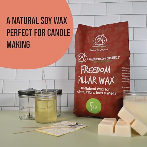 American Soy Organics Freedom Soy Wax Beads for Pillar Candle Making - Natural Supplies - Paraffin-Free, Beeswax-Free Wax for Votives, Pillars, Tarts, Tealights and Melts 5 lb (Pack of 2)