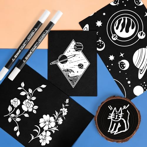 ZSCM 12 White Acrylic Paint Markers, Dual Fine & Brush Tip Acrylic Pens