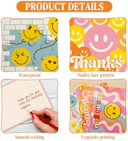 64 Pcs Thank You Cards, Postcards for Mailing Blank Note Greeting Cards, Employee Appreciation Cards, Smiley Face Postcards for Kids Adults Teachers Students, 4×6 In