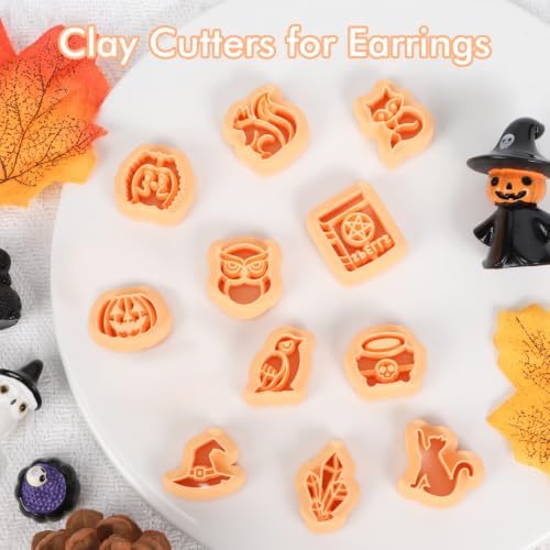 Puocaon Fall Halloween Polymer Clay Cutters for Jewelry Earring Making
