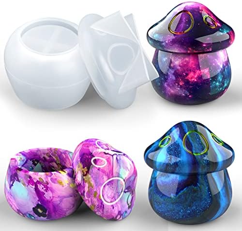 Juome Jar Resin Molds Silicone, Mushroom Jar Silicone Molds for Epoxy Resin | Mushroom Jars Silicone Molds with Lid for Epoxy Resin Casting for DIY Jewelry Storage Box, Candy Container, Home Decoration