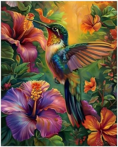 xcemhil Paint by Numbers Kit for Adults, Hummingbird Paint by Numbers for Adults, Paint by Numbers Kit for Beginner for Gift and Home Wall Decor 16x20 Inch