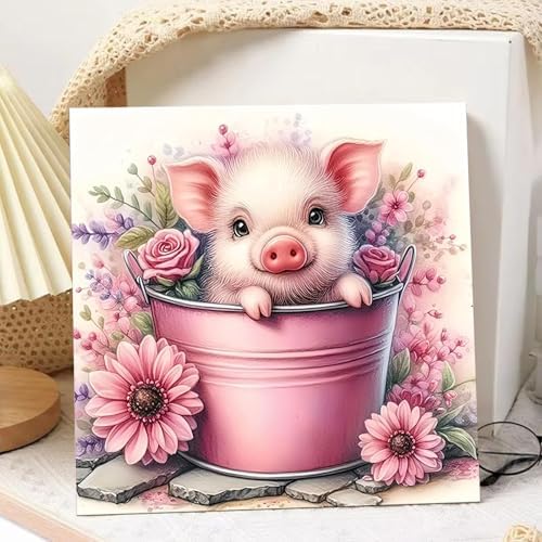 Pig Paint by Numbers Kit for Adults Beginner, Pig Paint by Numbers 10x10 in | Framed Paint by Numbers with Easel, Acrylic Painting by Numbers, DIY Arts and Crafts for Gifts or Home Decor