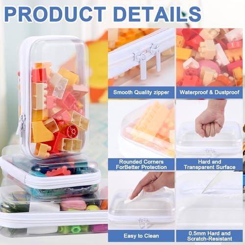 YOPCDJ Clear Hard Shell Zipper Case Clear Zipper Pouches, Travel Toiletry Bag & Waterproof Makeup Organizer, Diaper bag, Plastic Pouch for Office Home Storage, White 3 Pack, LSS