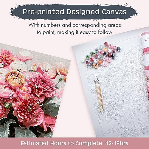 Pink Picasso Paint by Number Kit, for Adults & Teens,16x20, Blushing Blooms