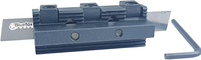 8mm Adjustable Lathe Parting Cut Off Tool Holder with 3/32" x 1/2" x 4" HSS Blade, Heavy Duty Steel, Front & Rear Tool Post Compatible for Mini & Bench Lathes