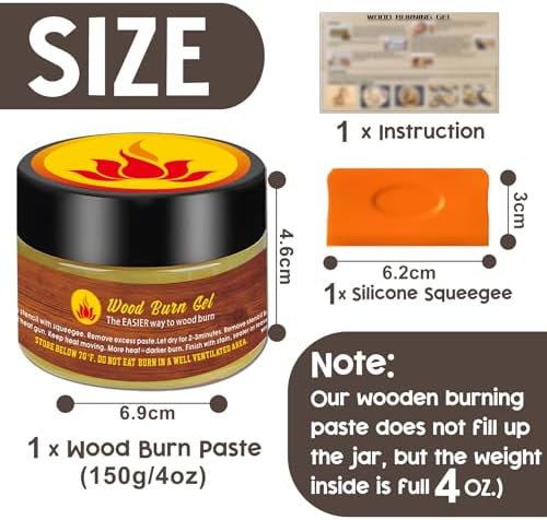 1DFAUL Wooden Burning Paste, 4 OZ Wood Burn Gel with Silicone Squeegee