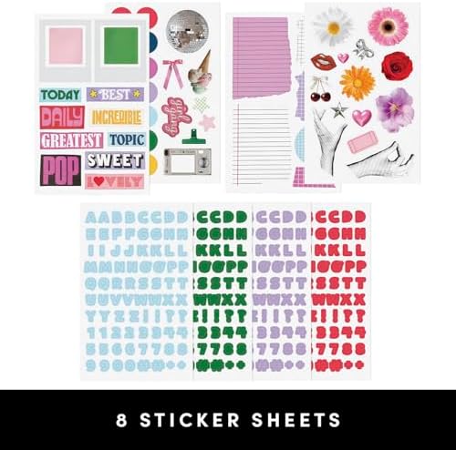 PAPERAGE Junk Journal & Scrapbook Kit, Hardcover Blank Journal Notebook, 20 Patterned Papers, 8 Sticker Sheets, 20 Die-Cut Shapes, 2 Washi Tapes & Tape Roller, Creative Journaling Supplies - Lavender
