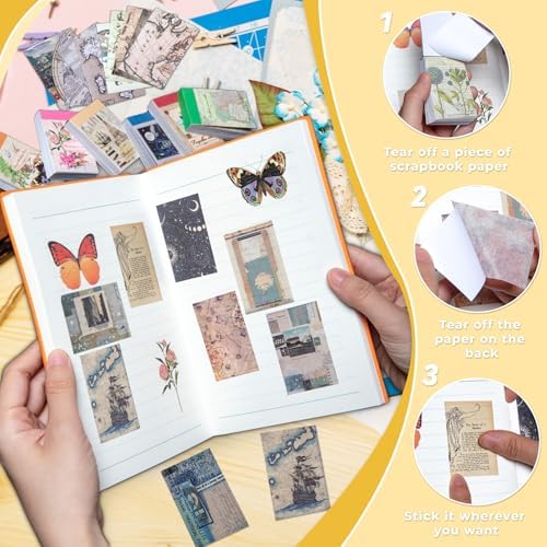 EggSun 300Pcs Washi Sticker Book Set Aesthetic Scrapbook Paper for Story Journaling, 6 Theme DIY Decorative Paper Sticker Kit for Junk Journal Art Scrapbooking Diary Card Craft Gift Notebook Making