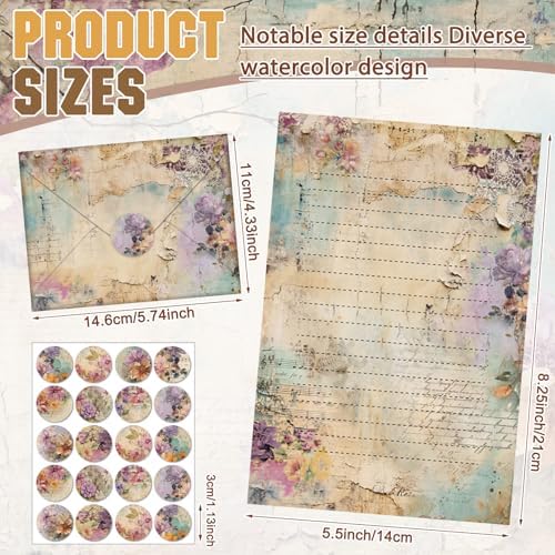 TaoBary 160 Pcs Vintage Floral Stationery Paper and Envelopes Set