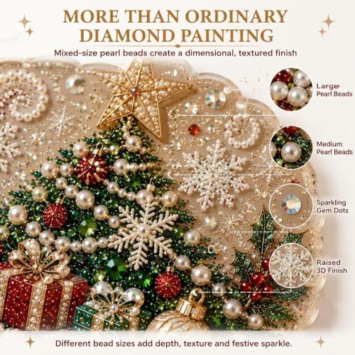 Christmas Pearl Diamond Art Kits for Adult，Hanging Pearl Painting Kit