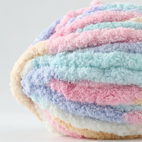 Chunky Yarn for Hand Knitting, No7 Thick Yarn, 250Grams 23Yards, Pack of 4, Perfect for Knitters and Crafters (Marshmallow)