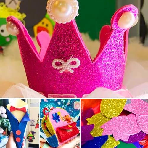 10 Sheets Glitter Paper Sheet for Crafts, A4 Cardstock Self-adhesive Paper for Easter Apirl Fool's Father's Day Decor Table Decorations, Construction Scrapbook Decoration (Pink)