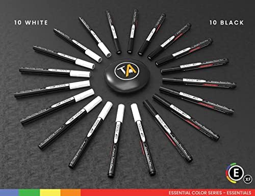 TOOLI-ART Black And White Acrylic Paint Markers Paint Pens Set For Rock Painting, Canvas, Mugs, Metal, Glass Paint, Fabric, Wood, DIY. Non Toxic, Quick Dry,Waterbas (EXTRA FINE)