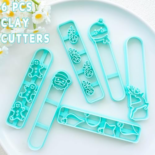 Tainsky 6 Shapes Christmas Bookmarks Polymer Clay Cutters, New Years Winter Bookmark Creator for Polymer Clay Tools