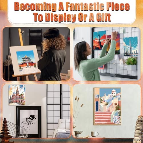 Sherr 140 Pcs 20 Set Pre Drawn Canvas Painting Kit, Landmarks
