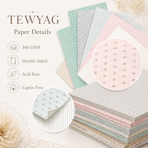 Pastel Scrapbook Paper Double Sided 12x12 Polka Dots Geometric 24 Sheets