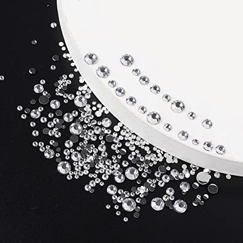 Canvalite 1500PCS Rhinestones Flat Back Gems, Nail Rhinestones Nail Art Gems with Pick Up Tweezers and Rhinestone Picker Dotting Pen, Nail Art Tools for Nails, Clothes, Face, Craft