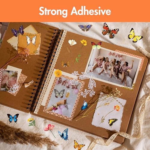 1990 PCS PVC Flower & Butterfly Stickers, Self-Adhesive Nature Floral Stickers for Scrapbook, Laptop, Journal, DIY Project, Spring-Themed Party Decors