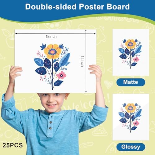 25 Pcs White Poster Board Paper 14x18, ROOKEA Blank Graphic Display Vision Boards Bulk for School Arts Classroom Crafts Projects Presentations Drawing Scrapbooking