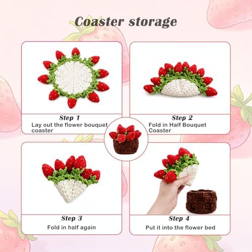 Yarniss Strawberry Coaster Crochet Kit for Beginners w/Video Tutorials