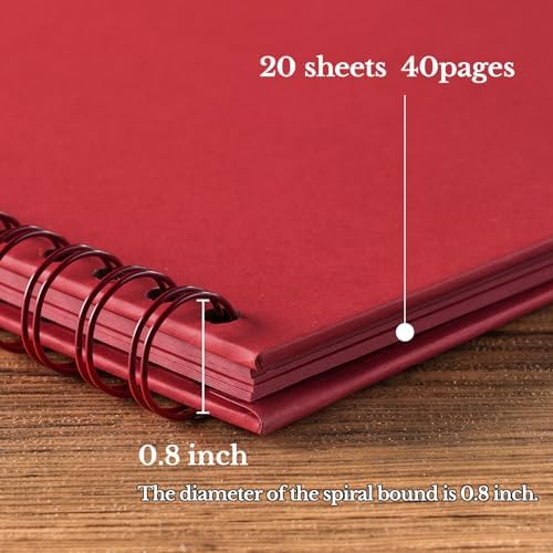 potricher 12 x 12 Inch Large DIY Scrapbook Photo Album 40 Pages, Red | Thick Kraft Paper Scrap Book Photo Albums, Memory Book for Wedding, Anniversary, Baby, Family, Travel, DIY Projects