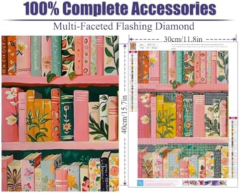 VIGEGU Pink Book Diamond Art Kits for Adults Beginners,Diamond Painting Kits for Adults,5D Full Drill DIY Diamond Dot Gem Art Kit Wall Home Decor Arts Craft 12x16 inch