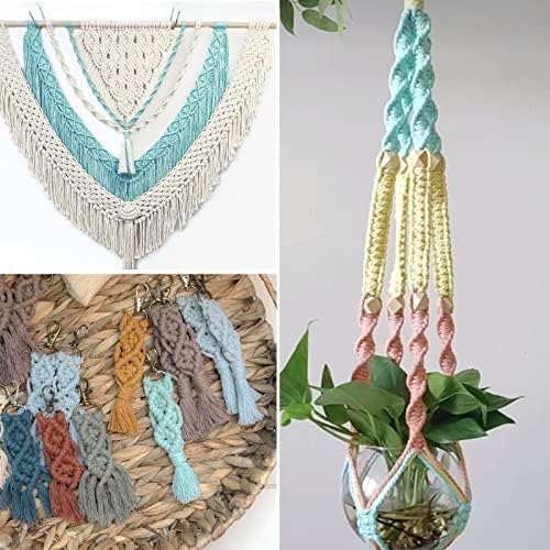 jijAcraft Macrame Cord,3mm x 328 Feet Cotton Macrame Cord,Colored Cotton Cord Macrame Supplies,Macrame Rope Craft Twine String for Macrame & Knitting,Plant Hangers,Wall Hanging,Craft (Sky Blue)