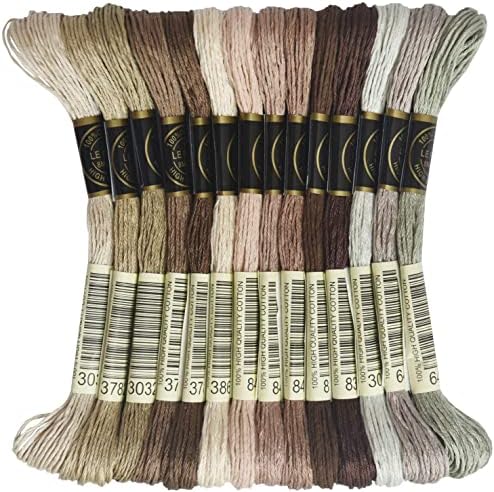Embroidery Floss - Cross Stitch Threads - Friendship Bracelets Floss - Crafts Floss - 14 Skeins Per Pack Embroidery Floss, Light Mocha Brown Gradient