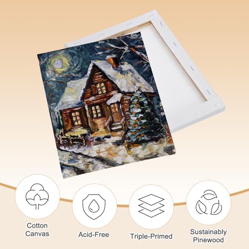 MECCANIXITY 2 Pcs Stretched Canvas for Painting, 6 x 8 Inch Blank Artist Boards 4/5 Inch Profile Cotton Canvas Panels for Beginners Professionals,White