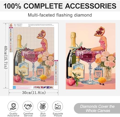 Cocktail Diamond Art Kits for Adults, Diamond Painting Kits for Beginner