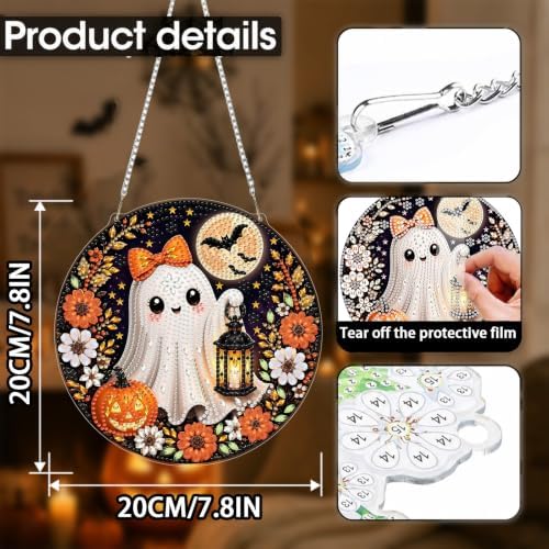 Ghost Diamond Art Hanging Kit for Adult, Diamond Art Painting 8x8inch