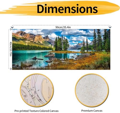 YALKIN Paint by Number for Adult Kits, DIY Landscape Lake Oil Acrylic Painting Kits for Adults Beginners on Canvas for Home Wall Decor Gifts 40x90CM/15.8x35.4in (No Frame)
