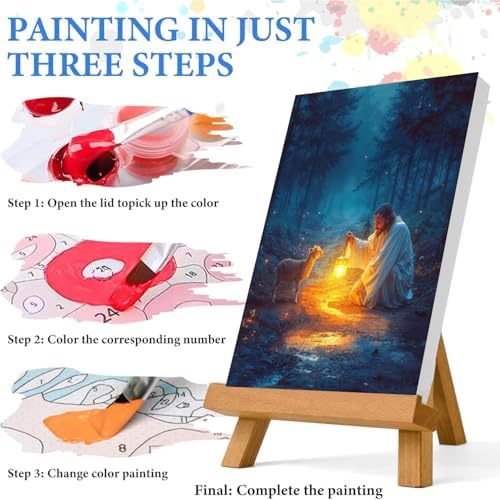 Jesus Paint by Numbers Kit for Adults Framed Canvas 12X16 in, Frameworkless