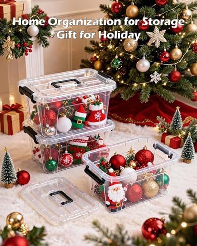 NUMIFUN 7Qt Clear Plastic Storage Bins with Lids,Transparent Design,6 Pack