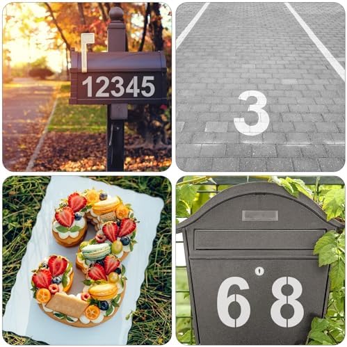 4 Inch Number Stencils Plastic Number Stencils Reusable Digital Painting Templates for Cake Stencil Address Templates