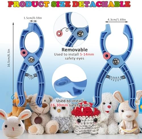 Safety Eye Tool, Safety Eyes for Crocheting Auxiliary, Safety Eyes Tool for Amigurumi Crochet & Stuffed 5-30mm Animal Eyes Making Supplies Tool - Blue（1PCS)