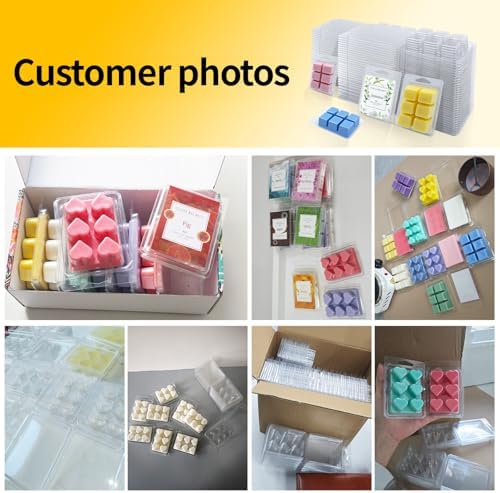 MGLIFEUL Wax Melt Container Clamshell Packaging Box with Packaging Box | Plastic Clear Empty Wax Candle Melt Tart Packaging Cube Container Clamshell Holder Organizer Empty Shape Bulk wth Lid