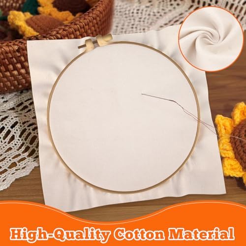 10 PCS Beige Natural Cotton Embroidery Fabric Cloth (5.9 × 5.9 Inch)